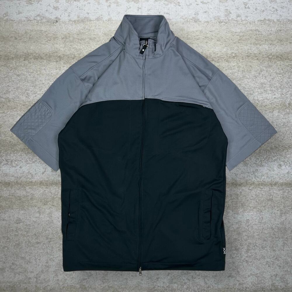 Vintage Y2K Jordan Track Jacket Mens M Grey Black Short Sleeve Polyester Zip